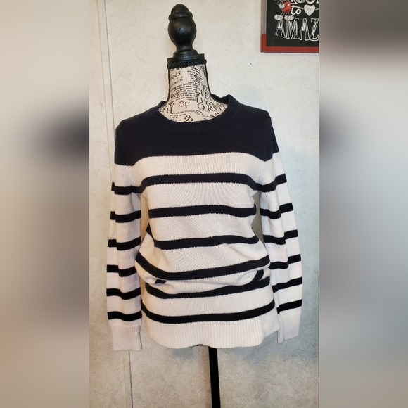 Market & Spruce Sweaters - Market & Spruce Black and White Striped Sweaterack Size:S